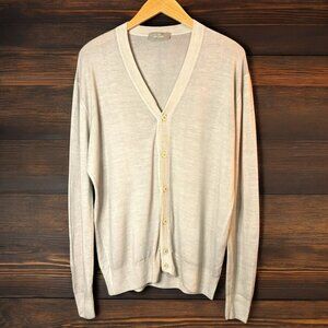 Cruciani Cardigan Men's Size 54/US XL Cream 100% Wool Sweater Italian Luxury